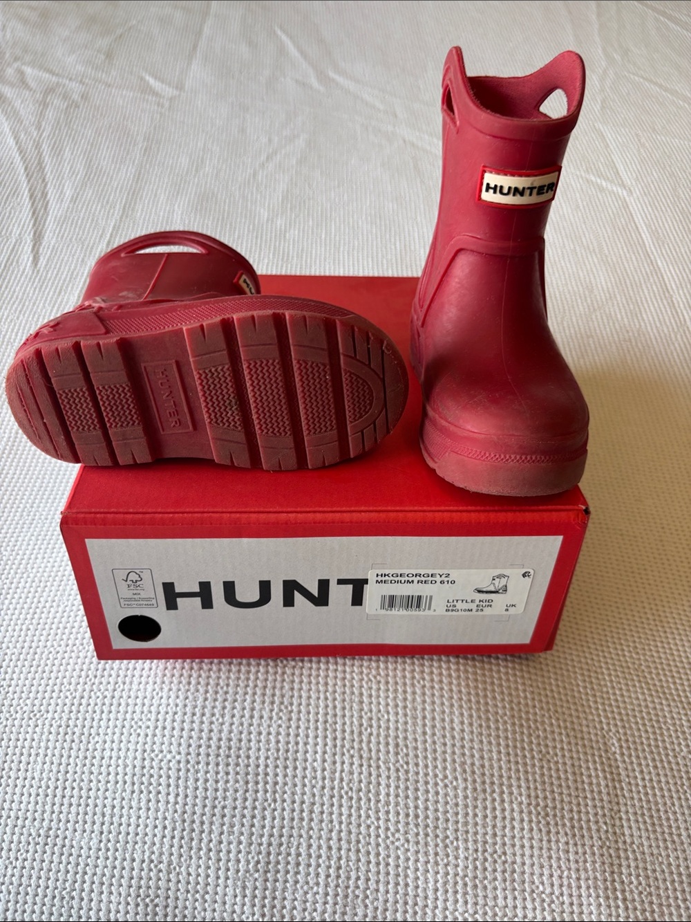 Hunter Kids Red Waterproof Pull-On Rain Boots